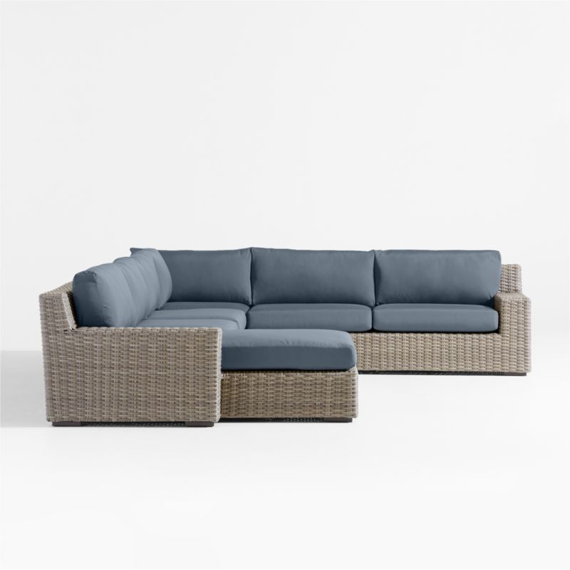 Abaco Resin Wicker 5-Piece Left-Arm Chaise Outdoor Sectional Sofa with Cast Harbor Sunbrella ® Cushions - image 7 of 8