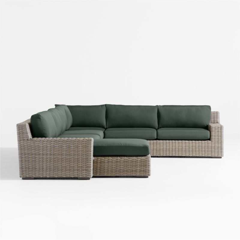 Abaco Resin Wicker 5-Piece Left-Arm Chaise Outdoor Sectional Sofa with Cast Ivy Sunbrella ® Cushions - image 7 of 8