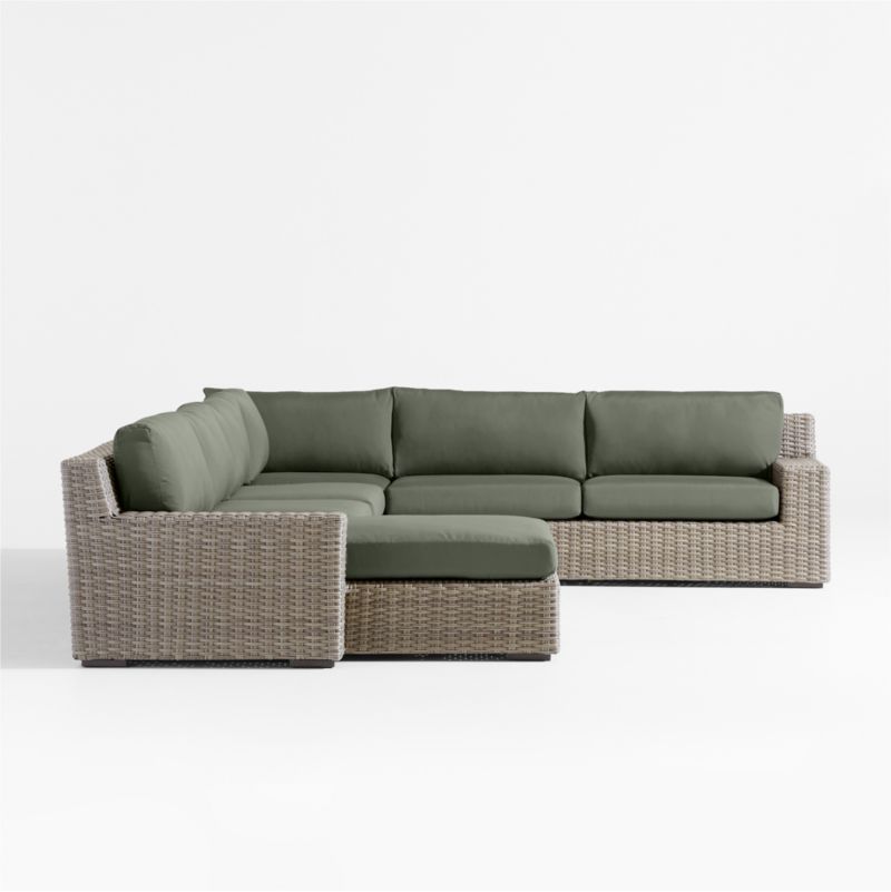 Abaco Resin Wicker 5-Piece Left-Arm Chaise Outdoor Sectional Sofa with Cast Sage Sunbrella ® Cushions - image 7 of 8