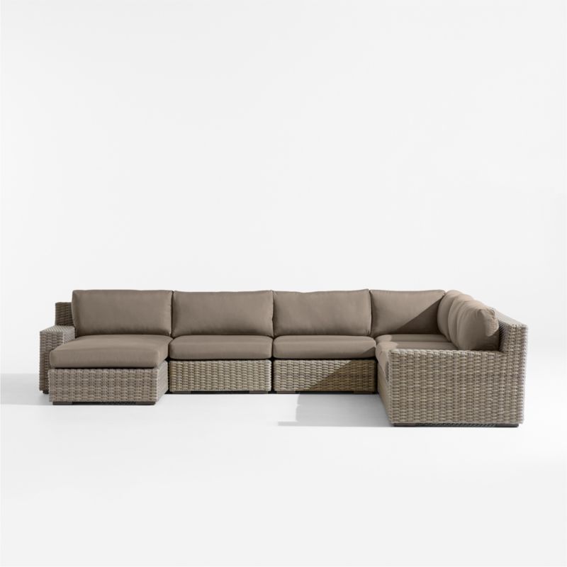 Abaco Resin Wicker 5-Piece Left-Arm Chaise Outdoor Sectional Sofa with Cast Shale Sunbrella ® Cushions - image 7 of 9
