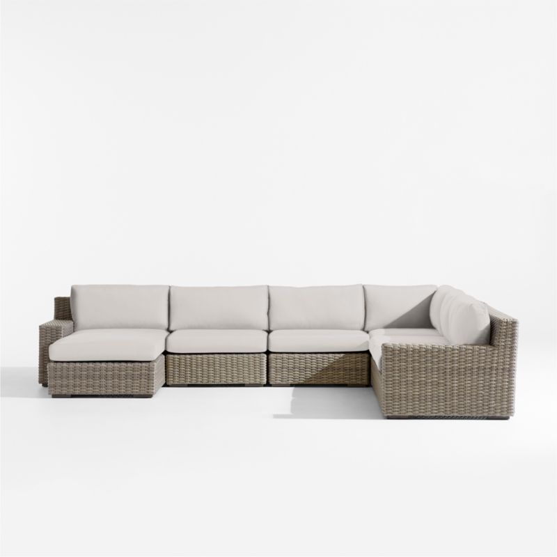 Abaco Resin Wicker 5-Piece Left-Arm Chaise Outdoor Sectional Sofa with Cast Silver Sunbrella ® Cushions - image 6 of 8