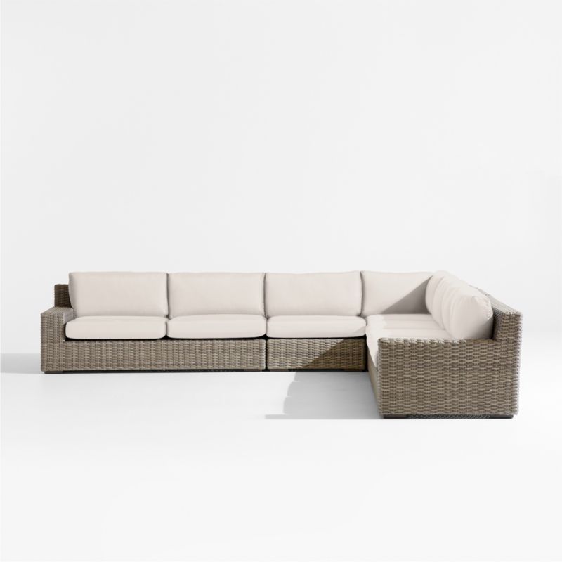 Abaco Resin Wicker 5-Piece L-Shaped Outdoor Sectional Sofa with Canvas Canvas Sunbrella ® Cushions - image 7 of 8