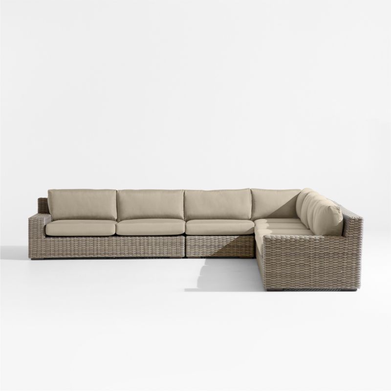 Abaco Resin Wicker 5-Piece L-Shaped Outdoor Sectional Sofa with Canvas Flax Sunbrella ® Cushions - image 7 of 8