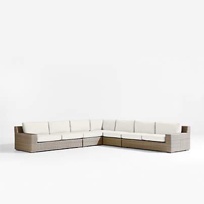 Abaco 5-Piece L-Shaped Resin Wicker Outdoor Sectional Sofa with Canvas Natural Sunbrella ® Cushions
