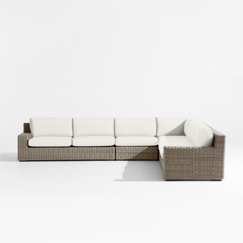 Abaco Resin Wicker 5-Piece L-Shaped Outdoor Sectional Sofa with Canvas Natural Sunbrella ® Cushions - image 7 of 9