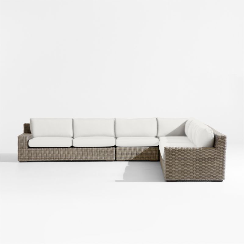 Abaco Resin Wicker 5-Piece L-Shaped Outdoor Sectional Sofa with Canvas White Sunbrella ® Cushions - image 7 of 8