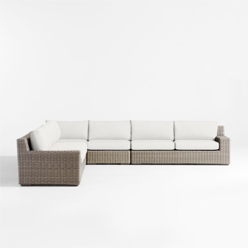 Abaco Resin Wicker 5-Piece L-Shaped Outdoor Sectional Sofa with Canvas White Sunbrella ® Cushions - image 6 of 8