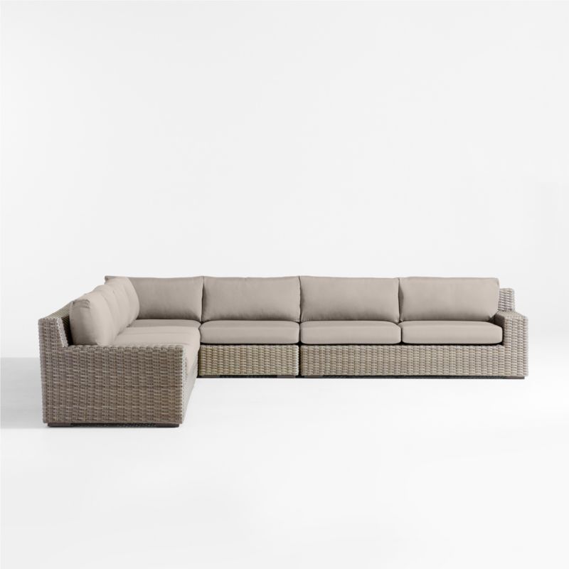 Abaco Resin Wicker 5-Piece L-Shaped Outdoor Sectional Sofa with Cast Ash Sunbrella ® Cushions - image 6 of 8