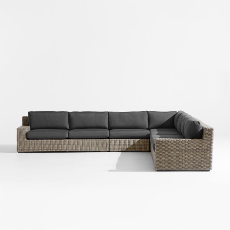 Abaco Resin Wicker 5-Piece L-Shaped Outdoor Sectional Sofa with Cast Charcoal Sunbrella ® Cushions - image 8 of 9