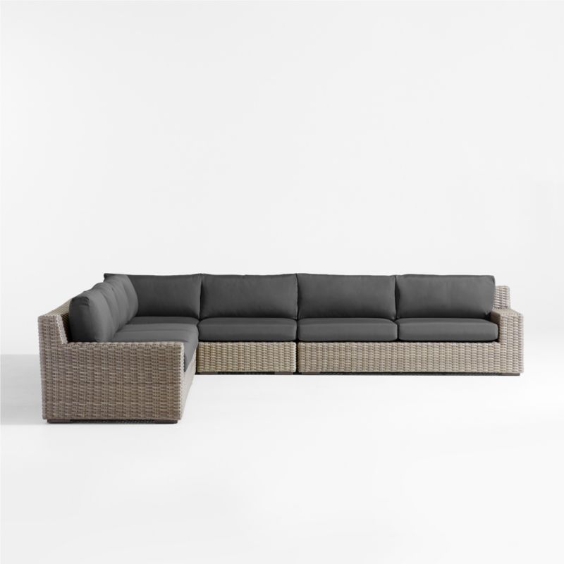 Abaco Resin Wicker 5-Piece L-Shaped Outdoor Sectional Sofa with Cast Charcoal Sunbrella ® Cushions - image 7 of 9