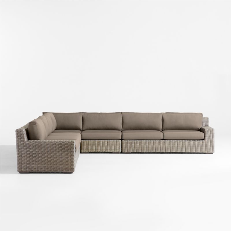 Abaco Resin Wicker 5-Piece L-Shaped Outdoor Sectional Sofa with Cast Shale Sunbrella ® Cushions - image 7 of 9