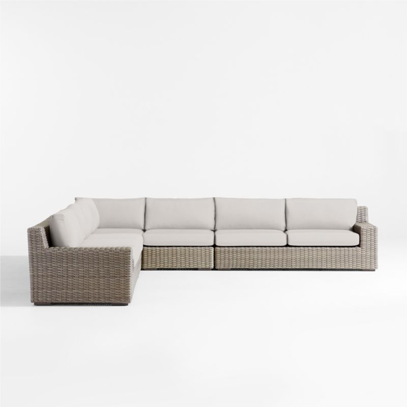 Abaco Resin Wicker 5-Piece L-Shaped Outdoor Sectional Sofa with Cast Silver Sunbrella ® Cushions - image 6 of 8