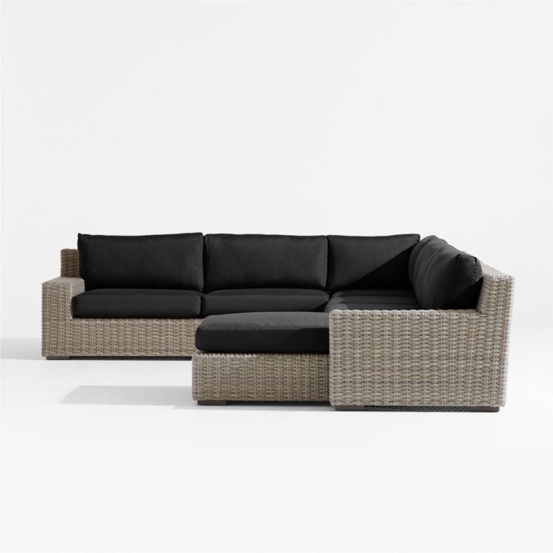 Abaco Resin Wicker 5-Piece Right-Arm Chaise Outdoor Sectional Sofa with Canvas Black Sunbrella ® Cushions - image 7 of 8