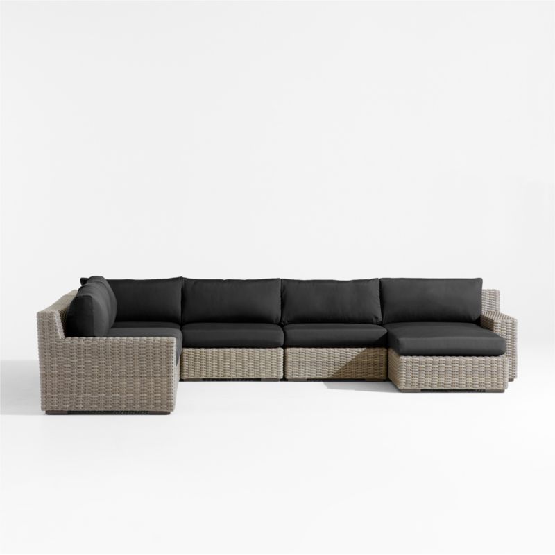 Abaco Resin Wicker 5-Piece Right-Arm Chaise Outdoor Sectional Sofa with Canvas Black Sunbrella ® Cushions - image 6 of 8