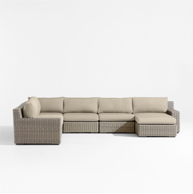 Abaco Resin Wicker 5-Piece Right-Arm Chaise Outdoor Sectional Sofa with Canvas Flax Sunbrella ® Cushions - image 6 of 8