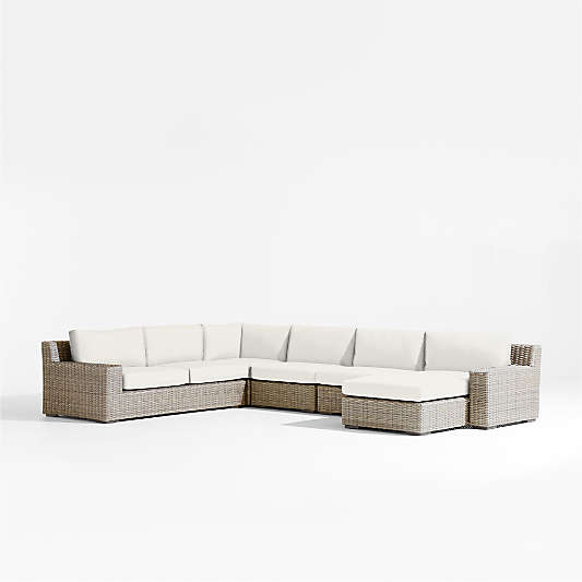 Abaco Resin Wicker 5-Piece Right-Arm Chaise Outdoor Sectional Sofa with Sunbrella ® Cushions