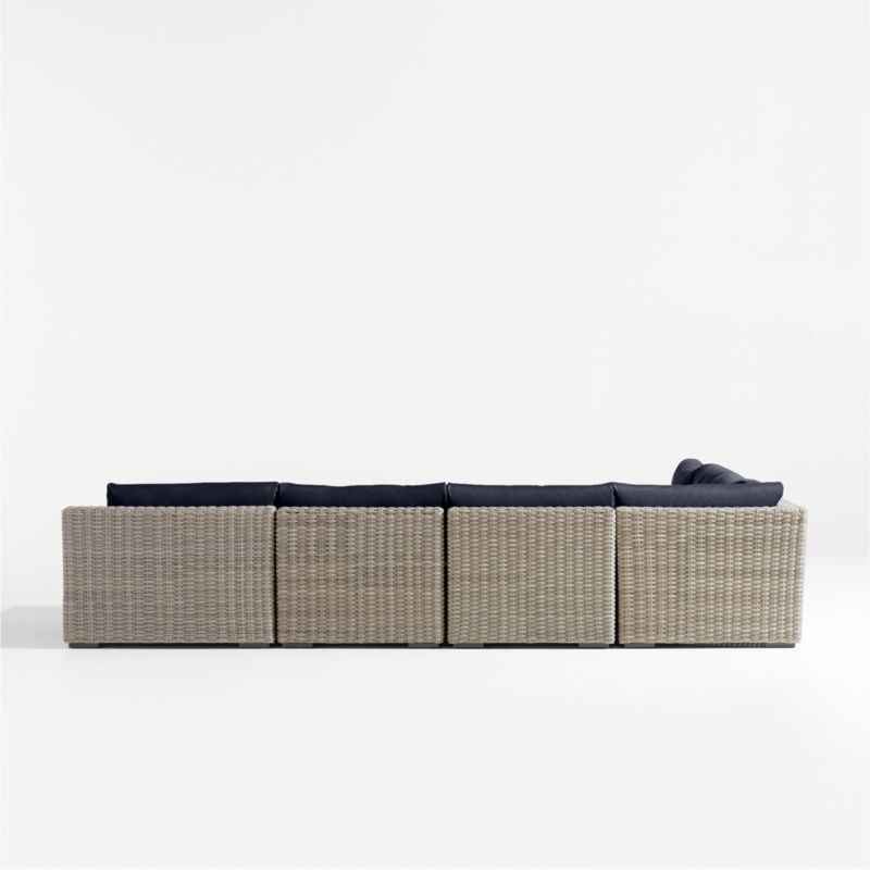 Abaco Resin Wicker 5-Piece Right-Arm Chaise Outdoor Sectional Sofa with Canvas Navy Sunbrella ® Cushions - image 9 of 9