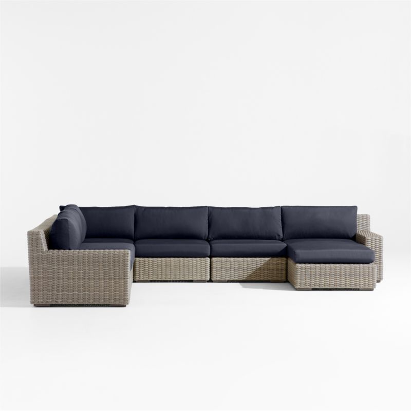 Abaco Resin Wicker 5-Piece Right-Arm Chaise Outdoor Sectional Sofa with Canvas Navy Sunbrella ® Cushions - image 7 of 9