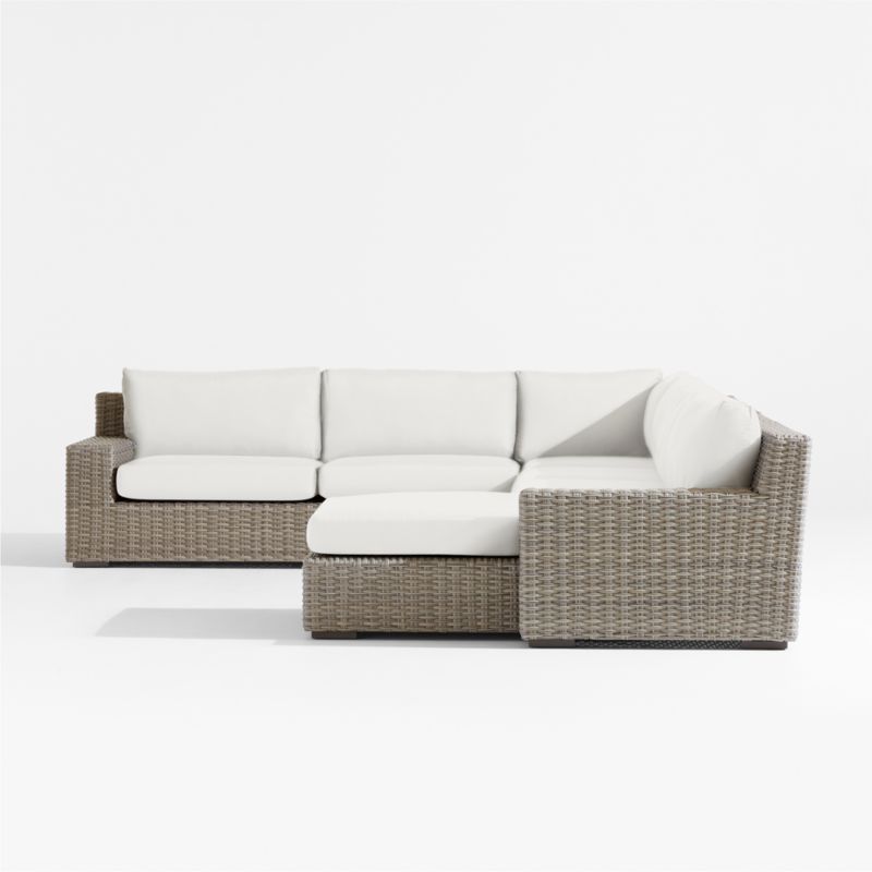 Abaco Resin Wicker 5-Piece Right-Arm Chaise Outdoor Sectional Sofa with Canvas White Sunbrella ® Cushions - image 7 of 8