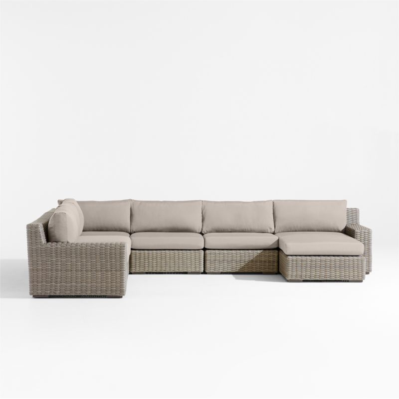 Abaco Resin Wicker 5-Piece Right-Arm Chaise Outdoor Sectional Sofa with Cast Ash Sunbrella ® Cushions - image 6 of 8