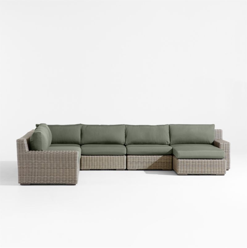 Abaco Resin Wicker 5-Piece Right-Arm Chaise Outdoor Sectional Sofa with Cast Sage Sunbrella ® Cushions - image 6 of 8