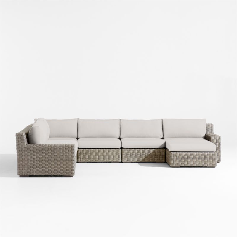 Abaco Resin Wicker 5-Piece Right-Arm Chaise Outdoor Sectional Sofa with Cast Silver Sunbrella ® Cushions - image 6 of 8