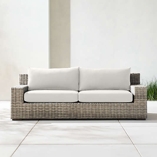 Abaco 83" All-Weather Wicker Outdoor Sofa with Canvas Natural Sunbrella ® Cushions