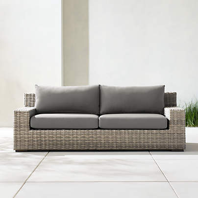 Abaco 83" Outdoor Sofa with Canvas Charcoal Sunbrella ® Cushions