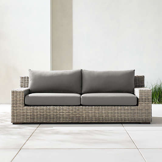 Abaco 83" All-Weather Wicker Outdoor Sofa with Canvas Charcoal Sunbrella ® Cushions