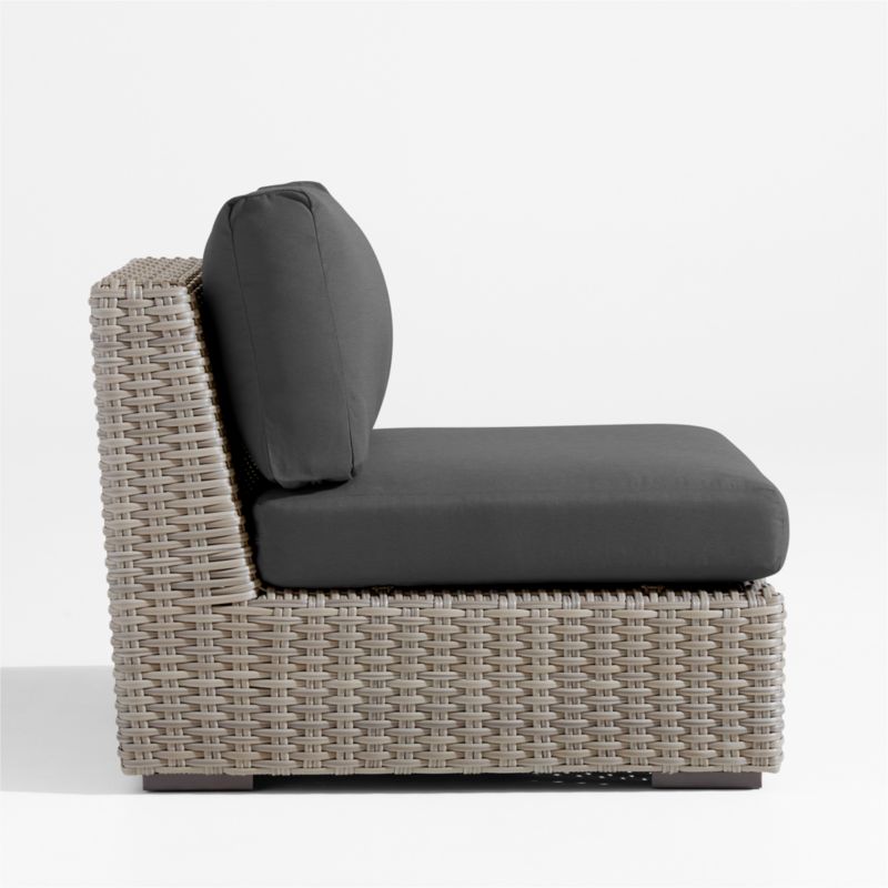 Abaco Grey Resin Wicker Outdoor Armless Chair with Charcoal Sunbrella ® Cushion