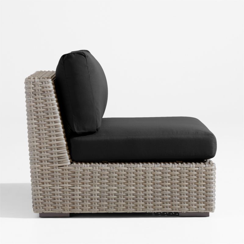 Abaco Resin Wicker Outdoor Armless Chair with Canvas Black Sunbrella ® Cushions - image 3 of 6