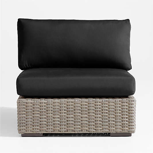 Abaco All-Weather Wicker Outdoor Armless Chair with Canvas Black Sunbrella ® Cushions