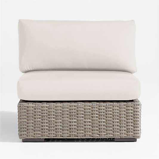 Abaco Resin Wicker Outdoor Armless Chair with Canvas Canvas Sunbrella ® Cushions