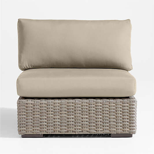 Abaco Resin Wicker Outdoor Armless Chair with Canvas Flax Sunbrella ® Cushions