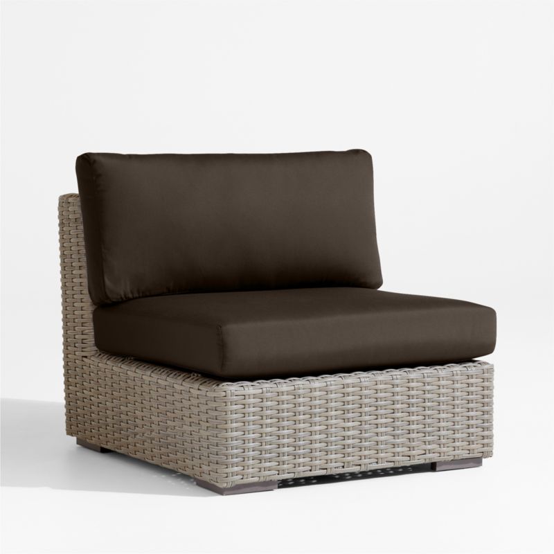Abaco Resin Wicker Outdoor Armless Chair with Canvas Java Sunbrella ® Cushions - image 2 of 6