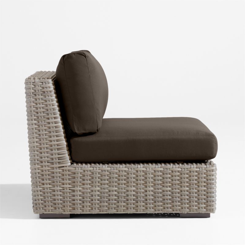 Abaco Resin Wicker Outdoor Armless Chair with Canvas Java Sunbrella ® Cushions - image 3 of 6