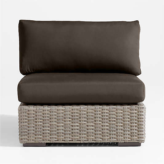 Abaco All-Weather Wicker Outdoor Armless Chair with Canvas Java Sunbrella ® Cushions