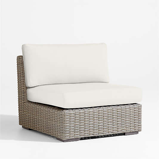 Abaco Resin Wicker Outdoor Armless Chair with Canvas Natural Sunbrella ® Cushion