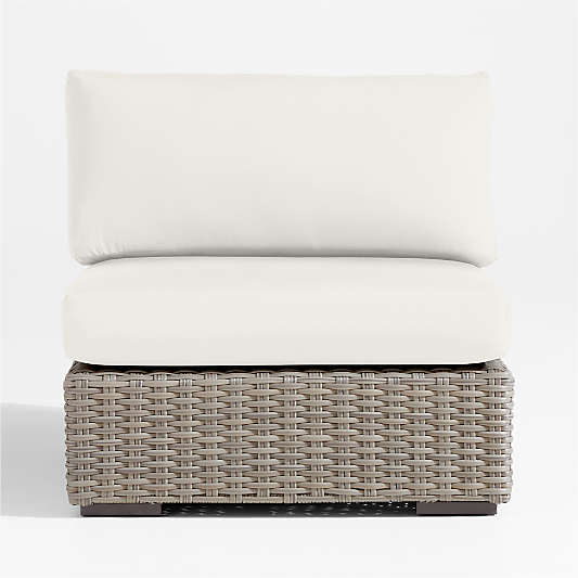 Abaco Resin Wicker Outdoor Armless Chair with Canvas Natural Sunbrella ® Cushion