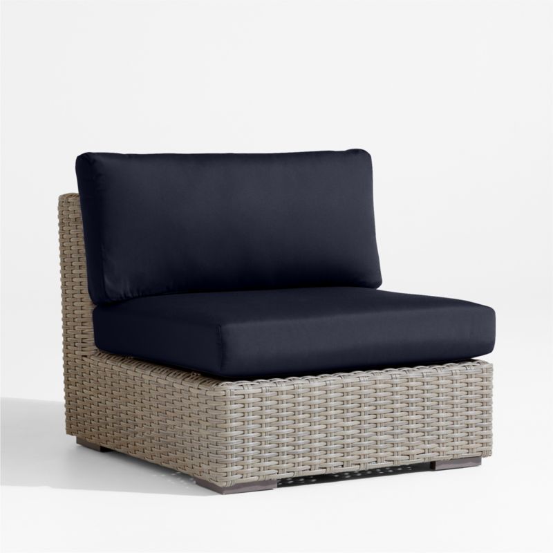 Abaco Resin Wicker Outdoor Armless Chair with Canvas Navy Sunbrella ® Cushions - image 2 of 6