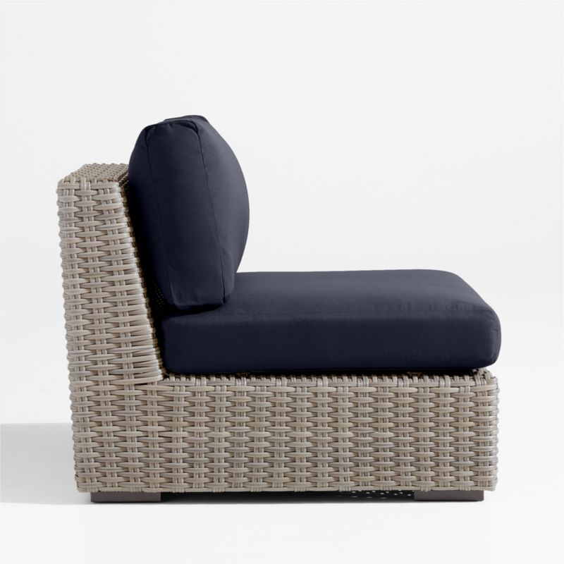 Abaco Resin Wicker Outdoor Armless Chair with Canvas Navy Sunbrella ® Cushions - image 3 of 6
