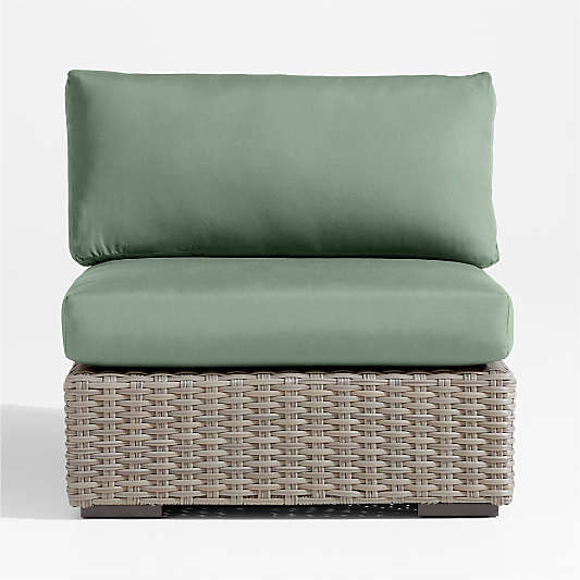 Abaco Resin Wicker Outdoor Armless Chair with Canvas Spa Sunbrella ® Cushions