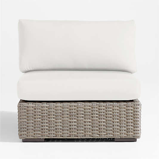 Abaco Resin Wicker Outdoor Armless Chair with Canvas White Sunbrella ® Cushions