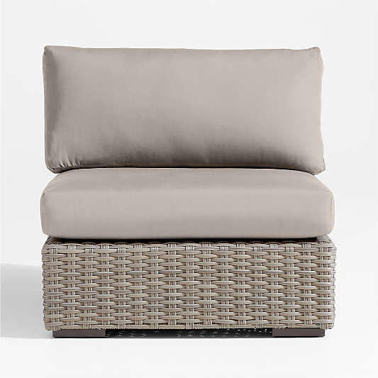 Abaco All-Weather Wicker Outdoor Armless Chair with Cast Ash Sunbrella ® Cushions