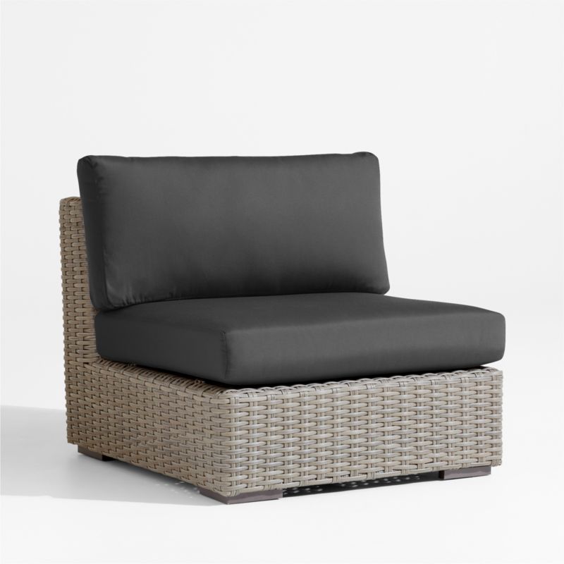 Abaco Resin Wicker Outdoor Armless Chair with Cast Charcoal Sunbrella ® Cushions - image 2 of 6