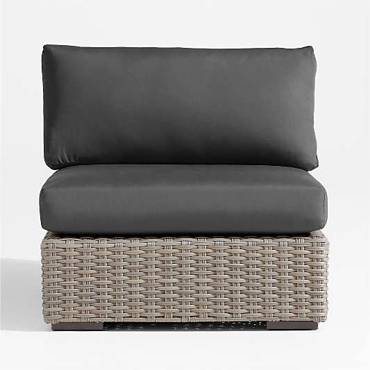 Abaco Resin Wicker Outdoor Armless Chair with Cast Charcoal Sunbrella ® Cushions