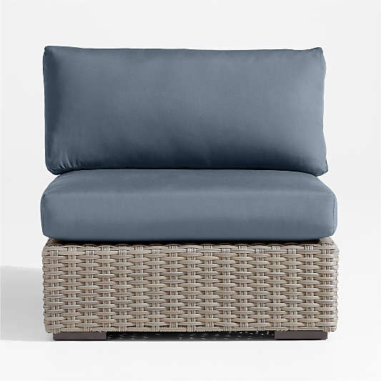 Abaco Resin Wicker Outdoor Armless Chair with Cast Harbor Sunbrella ® Cushions