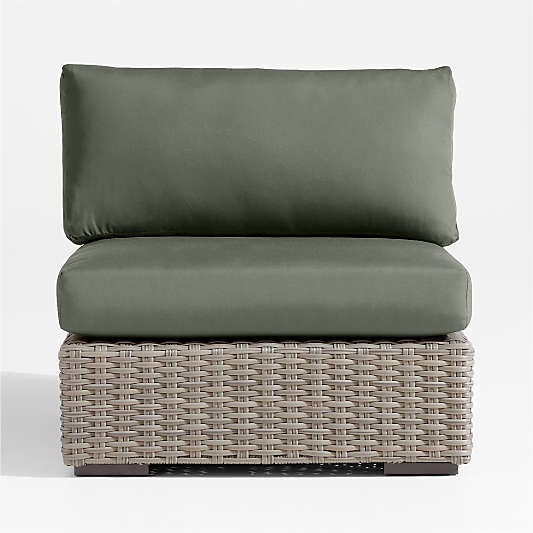 Abaco All-Weather Wicker Outdoor Armless Chair with Cast Sage Sunbrella ® Cushions