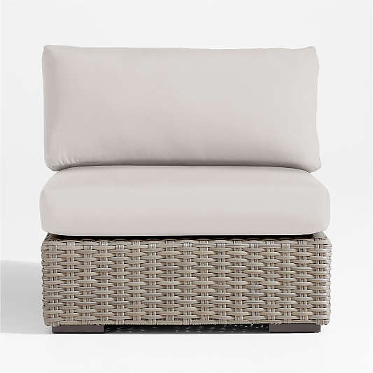 Abaco Resin Wicker Outdoor Armless Chair with Cast Silver Sunbrella ® Cushions