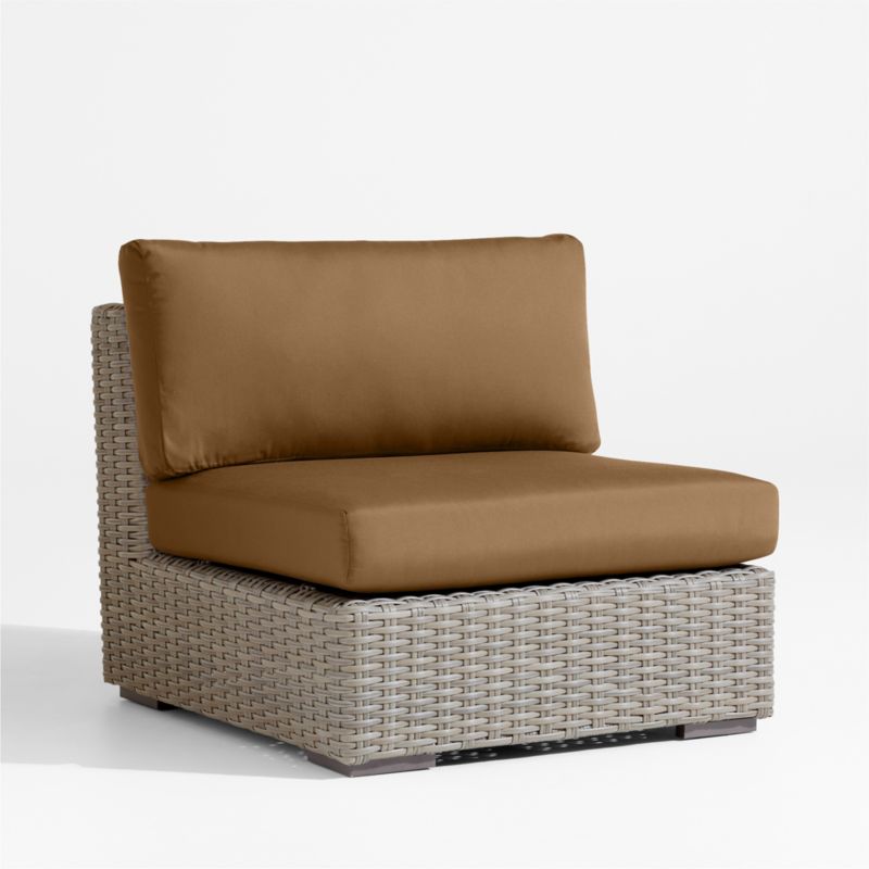 Abaco Resin Wicker Outdoor Armless Chair with Cast Teak Sunbrella ® Cushions - image 2 of 6